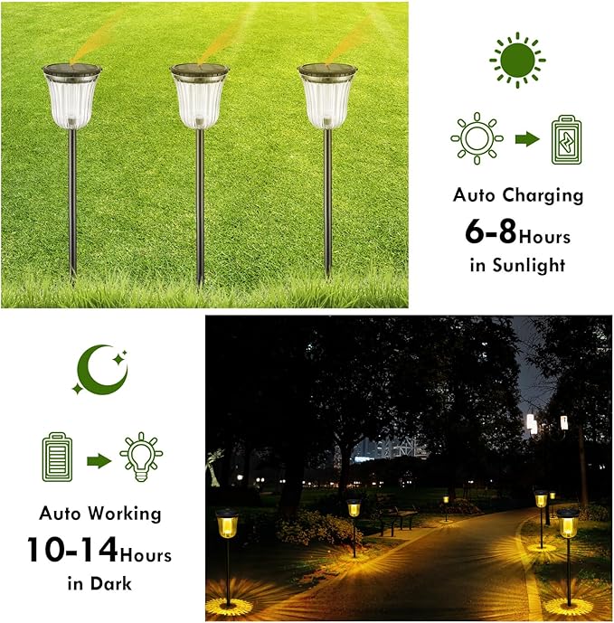 11 Pack Solar Lights for Outside, Super Bright Solar Pathway Lights Waterproof,Up to 14 Hrs Auto On/Off Garden | Lumora