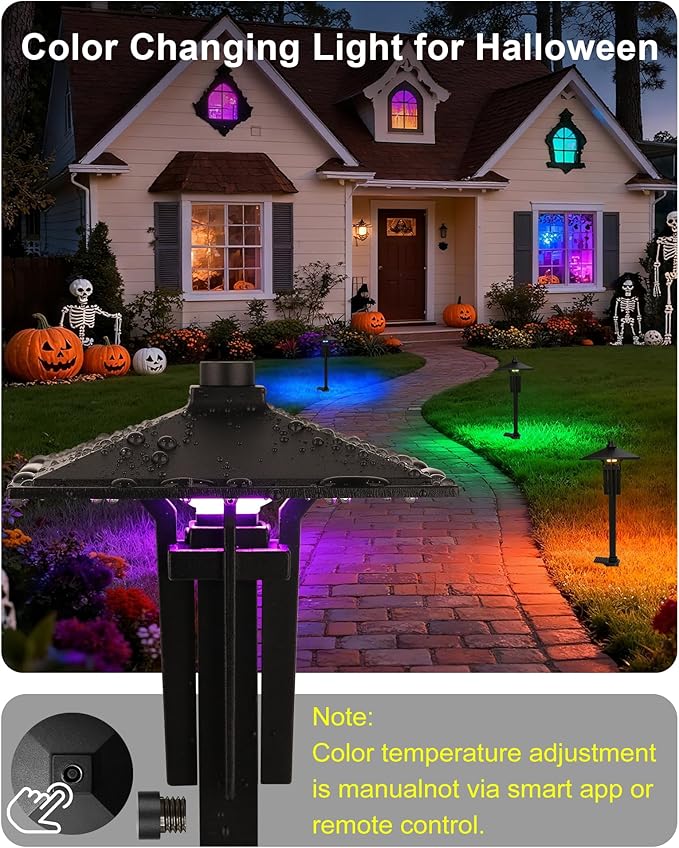 RGB Pathway Lights Low Voltage, 5W 12V Waterproof Wired LED RGB Color Changing Low Voltage Landscape Lighting for Outdoor Pathway Path Walkway Garden of Christmas, Heavy Duty, Black, 4PK