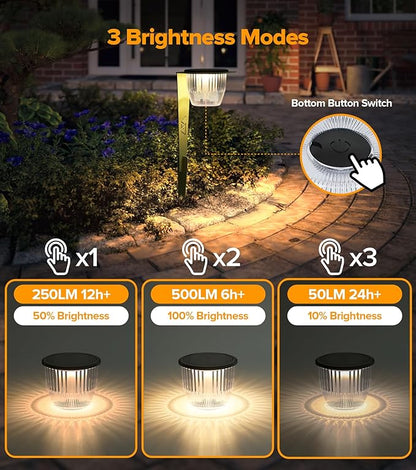 Solar Pathway Lights Outdoor, Super Bright 500 lumens with 2-in-1 Solar Powered and USB Charging Modes, IP65 Waterproof, Auto On/Off Garden Lights for Lawn Patio Walkway, Green (6 Pack)