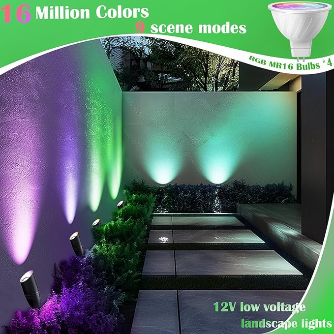 RGB Low Voltage Landscape Lighting Kit, 12 Volt Color Changing Landscape Lights, IP65 Weatherproof Aluminum Outdoor | Lumora