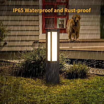 Solar Landscape Path Light, 32 Inches Modern Outdoor Bollard Lighting, Aluminum 3W 350LM Luxury LED Lights for Lawn, Patio, Courtyard and Driveway Decoration