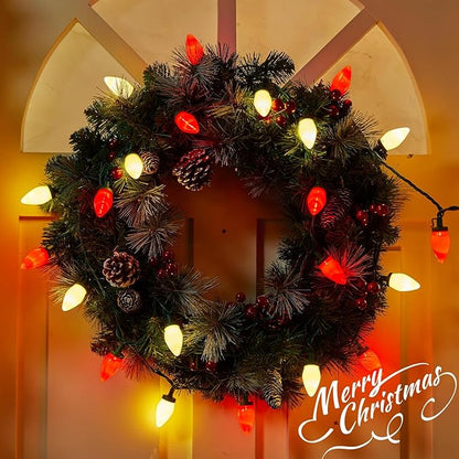 Brightown C9 LED Christmas String Lights, 66ft Vintage Outdoor Lights String with 100 Smooth Opaque Bulbs, Plug-in Waterproof Roofline Lights String for Outside Patio Christmas Holiday Decor