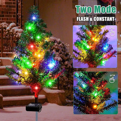 Solar Christmas Tree 4 Pack Garden Stake Light Waterproof Outdoor Christmas Decorations,2 Modes Solar Xmas Christmas Lights for Yard Front Porch Pathway Grave Garden Decor