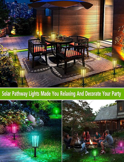 cjc Solar Pathway Lights, Auto On/Off Waterproof Outdoor Solar Garden Lawn Lights 2 Working Modes Decorative LED Landscape Lights for Path, Patio, Yard, Lawn, Walkway, Driveway, Pool, Set of 8