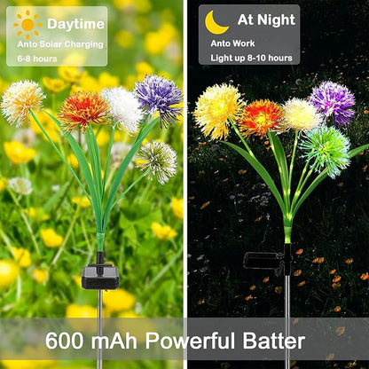 2PCS Solar Lights for Outside,Solar Pathway Lights Outdoor 50LED,Solar Dandelion Garden Lights,Onion Solar Lights Gardening Ornaments for Party Christmas Yard Patio Fence Landscape