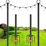 zoegi 2 Pack 10Ft String Light Poles,Light Poles for Outside Lights with Fork,Outdoor Brackets Hanging Lights,Metal | Lumora