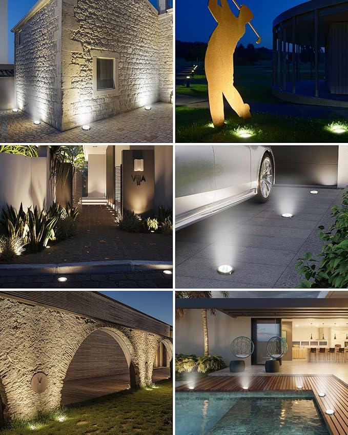 btfarm 2 Pack Solar Lights Outdoor, 8 LED Solar Ground Lights IP65 Waterproof Flat Solar Disc Light, Pathway Lights | Lumora