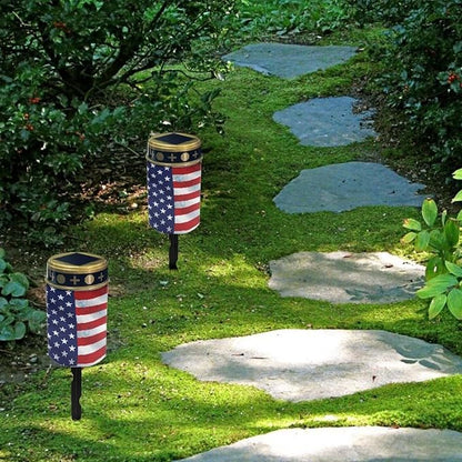 American Flag Decorations Solar Lights,Stake Lights, Outdoor Waterproof Memorial Day Decorations Patriotic Lights for Garden Yard Pathway Grave