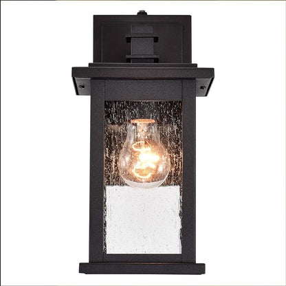 MICSIU 12.25" Dusk to Dawn Sensor Outdoor Wall Light, Textured Black Exterior Wall Sconce with Clear Seedy Glass, Anti-Rust Porch Light Fixtures for House, Garage, Patio, E26 Base, ETL Listed