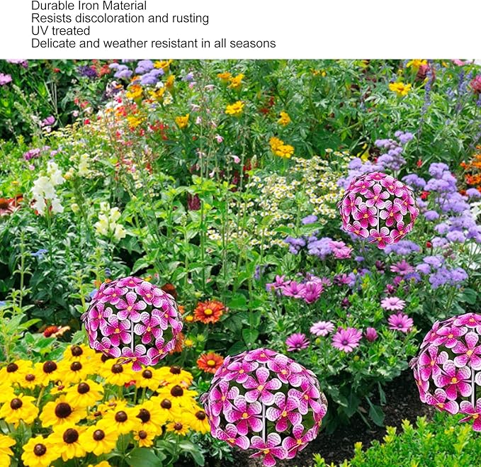 Solar Hydrangea Light, 26 LEDs Lifelike Iron Flower Stake Lamp for Garden Porch Lawn, Outdoor Solar Powered Hydrangea Decorative Lighting for Yard and Garden(Pink)