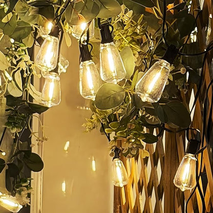 DELight 200Ft LED Outdoor String Lights Waterproof Dimmable 100 Shatterproof ST38 Vintage Edison Bulbs 2700K Hanging Outside for Patio Backyard Cafe Garden Bistro Porch Gazebo Event Party