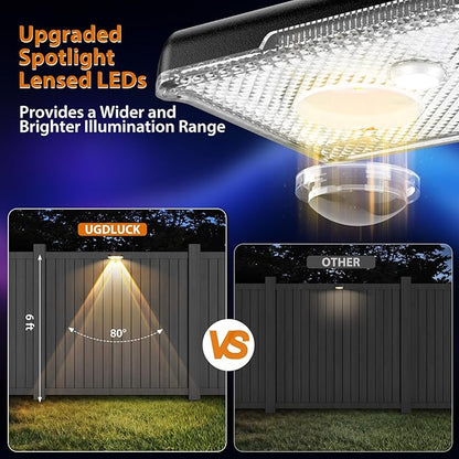 Solar Fence Lights Outdoor-3000/4000/6000K 3 Mode,IP65 Waterproof Solar Powered Lights Outdoor for Backyard/Patio/Fence/Wall/Deck/Step/Porch/Railings/Pool (16pack)