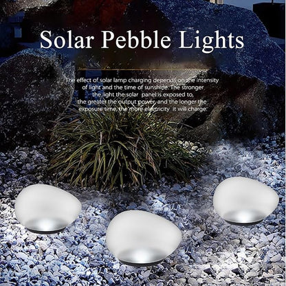 Solar Pebble Light, Waterproof Solar LED Garden Lighting Stone lamp Ground Lamp Outdoor Wall Lamp for Outdoor Landscape Yard Path Fence Lawn Tree Park Decoration Lights (White 2pcs)