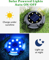 Biling Solar Pathway Lights Outdoor Uplight Sidelight, 12 Packs Blue Bright Solar Ground Lights Waterproof for Yard | Lumora