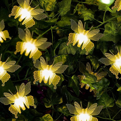 Butterfly String Lights, Waterproof 20FT 30LED Butterfly Solar Light Outdoor Solar Rope Lights Fairy Light Decorative Garden Lights for Cafe Patio Party Garden Wedding (Warm White)