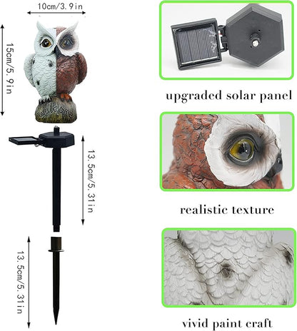 2 Pack Garden Solar Light Outdoor Decor, Resin Owl Solar LED Light with Stake, Animal Waterproof Light for Flower Fence Lawn Passage Walkway Courtyard Party Decoration, Owl (White+Brown)