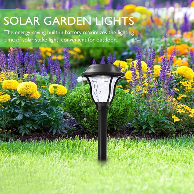 TEHAUX 10pcs Solar Garden Lights Outdoor Waterproof Warm White LED Landscape Path Lights for Lawn Patio Yard Decor Solar Powered