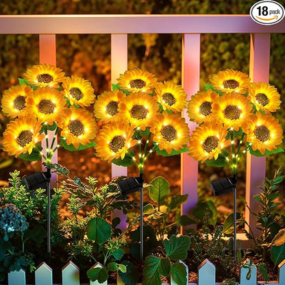 Solar Sunflower Lights Outdoor Waterproof - 6 Pack with 36 Bright Solar Sunflower Lights, IP65 Waterproof Light for Outdoor Flower Bed, Yard, Pathway, Patio Decor - for Mom, Women, Grandma