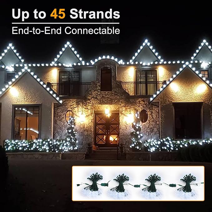 Brizled White Christmas Lights White, 33ft 50 LED C9 Christmas Light String, Connectable Outdoor Xmas Lights, 120V UL Certified Tree Light for Indoor Outdoor House, Garden, Holiday, Yard, Party
