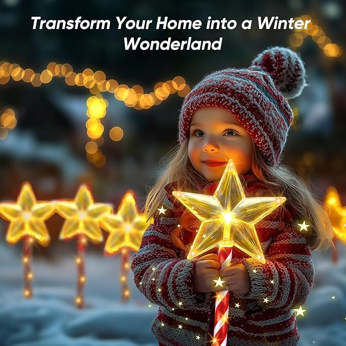 Solar Christmas Lights Outdoor Waterproof: 8 Pack Star Solar Christmas Decorations Outdoor with 8 Modes, Solar | Lumora