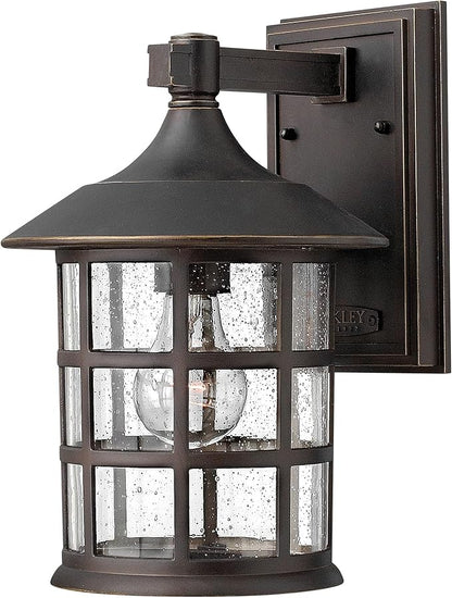 Hinkley Freeport 1804OZ Small Outdoor Wall Mount Lantern - New England Design, Cast Aluminum, Clear Seedy Glass - Oil Rubbed Bronze