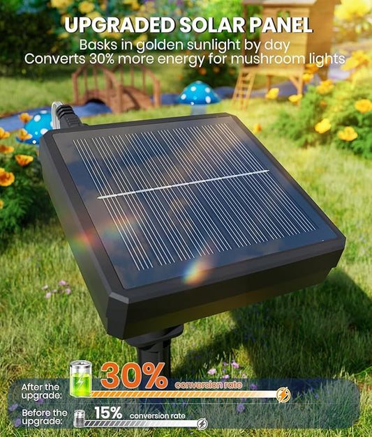 Solar Mushroom Lights Outdoor 9 Pack, Garden Outdoor Decor, 8 Lighting Modes, IP65 Waterproof, Crystal-Clear Fairy Decoration for Pathway/Yard/Flower Bed/Patio/Landscape/Backyard/Dwarf, String 30 FT
