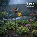 Solar Watering Can with Cascading Lights Outdoor Garden Decor,Solar Hummingbird Lights Shaped Hook Gardening Gifts | Lumora