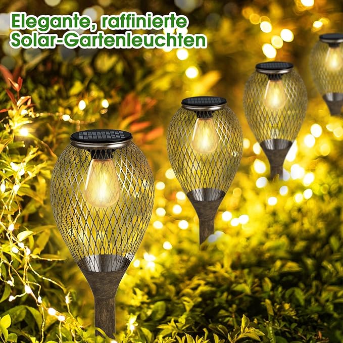 Solar Pathway Lights Outdoor, LED Solar Lights for Outside IP65 Waterproof Landscape Path Garden Decorative Lights Solar Powered Lighting for Yard Patio Walkway Driveway Decor, 4 Pack