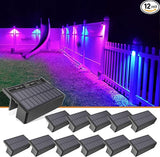 VOLISUN 12-Pack 1800mAh Outdoor Solar Fence Lights - Waterproof LED Color Glow for Step, Railing, Wall, Stairs | Lumora