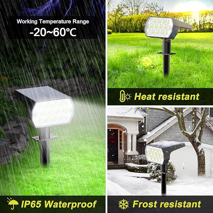 Solar Spot Lights Outdoor Waterproof IP65, [6 Pack/52 LED] 2-in-1 Solar Landscaping Spotlights, 3 Lighting Modes | Lumora