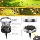 10 Pack Solar Ground Lights Outdoor, 8 LED Mini Flat Solar Disk Lights, IP65 Waterproof Anti-Rust Disc Light | Lumora