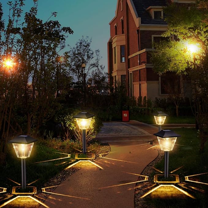 SUNWIND Solar Powered Outdoor Pathway Lights, 6 Pack, Waterproof LED, Black