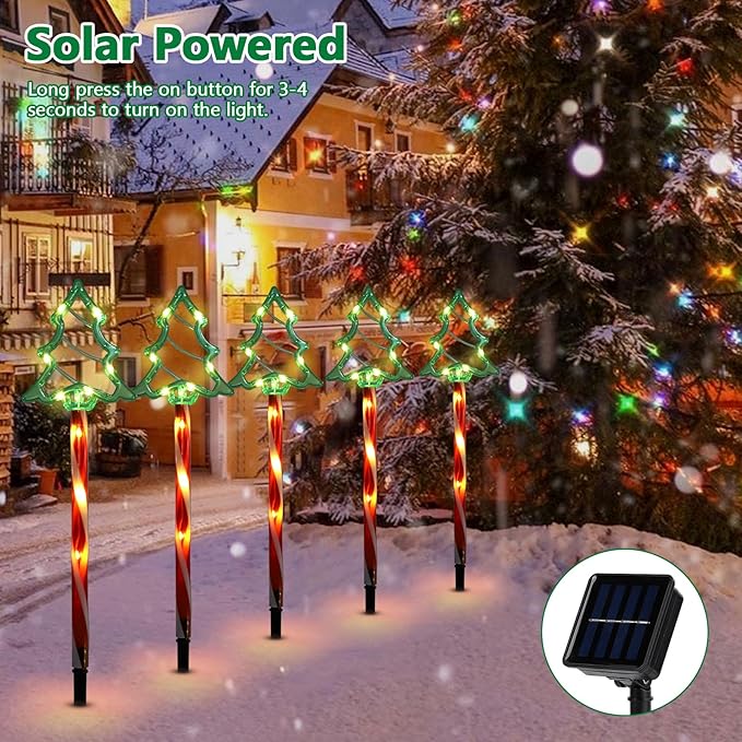 Floor Lamp Solar Christmas Lights 8 Modes Xmas Tree Lights Waterproof Outdoor Decorations Ornament Christmas Lamp Outdoor Lawn Stake Green
