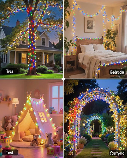 580 LED String Lights, 196FT Indoor Outdoor Fairy Lights, Waterproof Twinkle Christmas Decorations Lights with Remote for Bedroom Outside Tree Garden Patio Camping Party Decor, Warm and Colorful