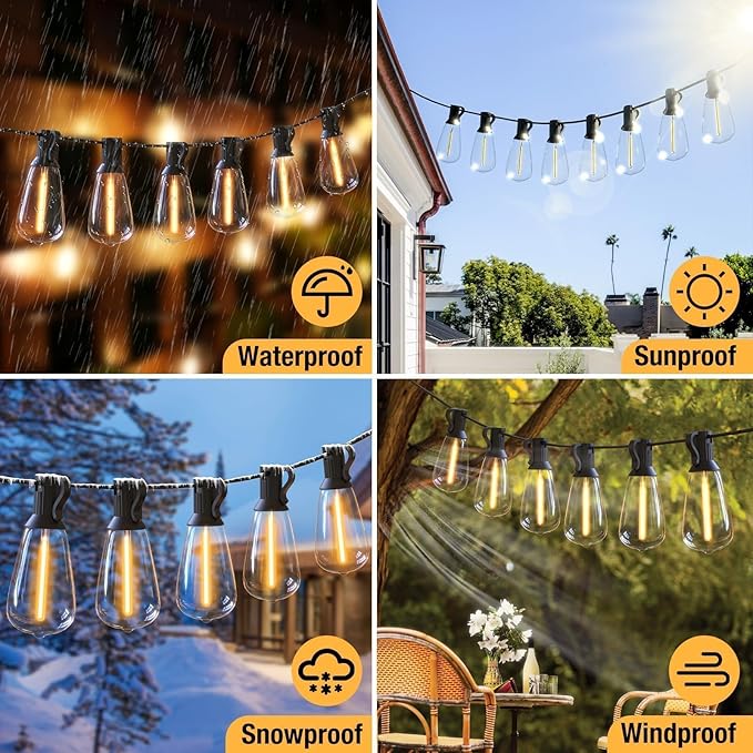 litogo 236FT Outdoor Edison Lights with Dimmer Timer & Memory Function, Waterproof Patio Lights for Yard Garden | Lumora