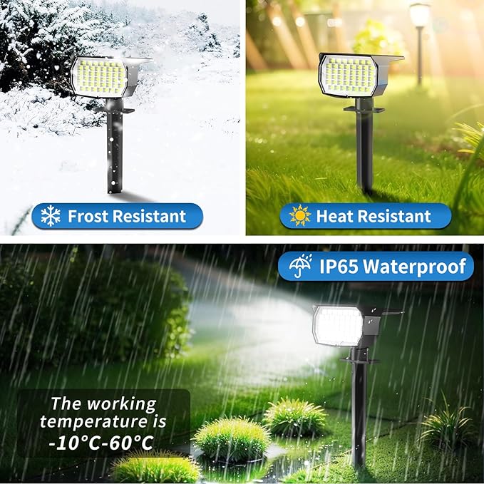 Solar Spot Lights Outdoor 2 Pack, [46 LED/3 Modes] Solar Landscape Spotlights Waterproof, 2-in-1 Auto On/Off Solar | Lumora