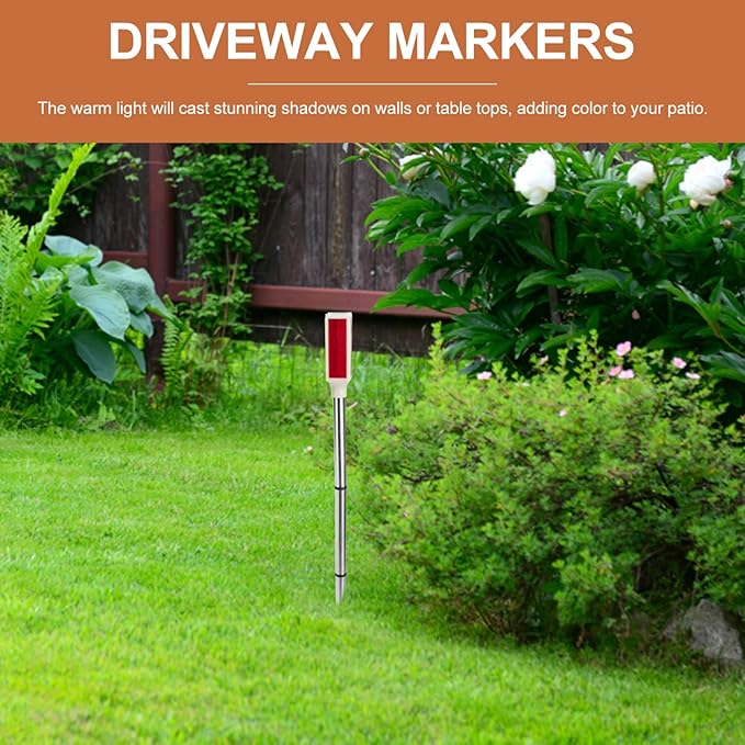 Uonlytech 2Pcs Solar Warning Landscape Lighting Solar Driveway Markers Driveway Markers Light Strobe