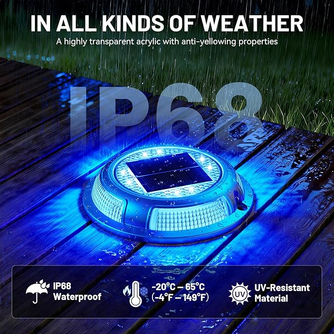Solar Driveway Lights, 8 Pack Heavy Duty Driveway Lights Solar Powered 2 Color Mode (Cool White/Blue) IP68 | Lumora