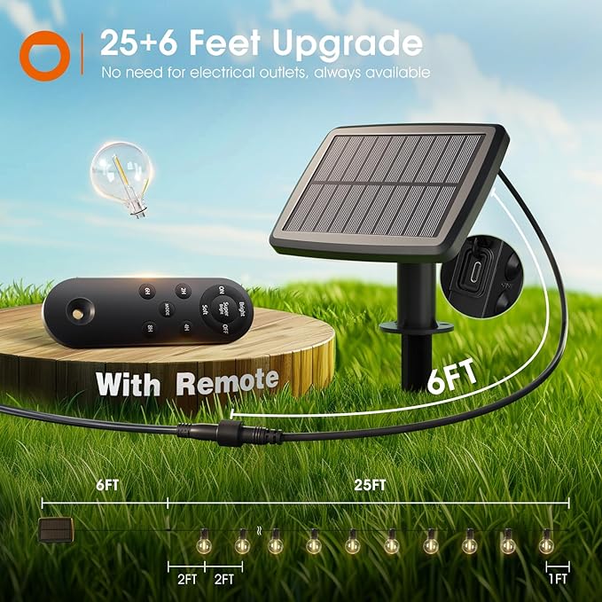 addlon 160FT LED Outdoor String Lights (3x50FT) 31FT (25+6) Solar String Lights with Remote