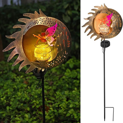Garden Solar Lights Decor,Sun Moon Fairy Pathway Outdoor Stake Lights,Landscape Lights for Yard,Thanksgiving Day,Christmas Day,Valentine's Day Gift