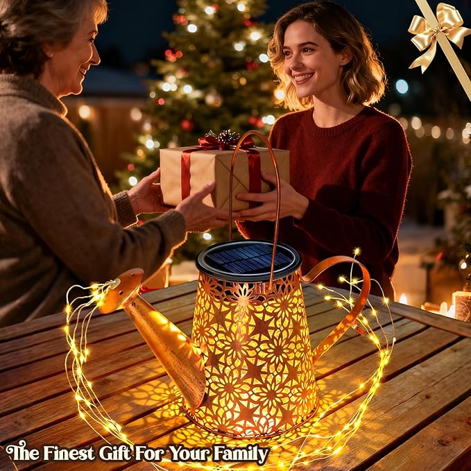 Solar Watering Can Lights: IP65 Waterproof Garden Light Outdoor Decor - Hanging Lantern with Fairy Lights for Yard Patio Pathway - Christmas Birthday Gardening Gifts for Women Mom Grandma
