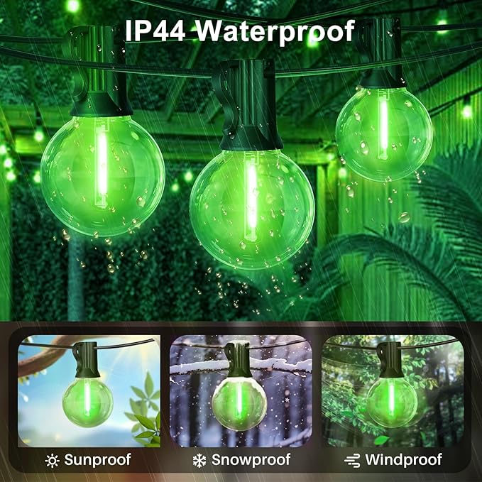 LAMPHOME Green St. Patrick's Day LED Outdoor String Light, 26Ft st Patrick's Day Patio Lights 12+1 Edison | Lumora