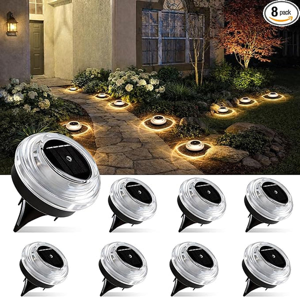 Solar Ground Lights 8 Pack Landscape Lighting 3000K Solar Lights Outdoor IP67 Waterproof Solar Garden Lights for | Lumora