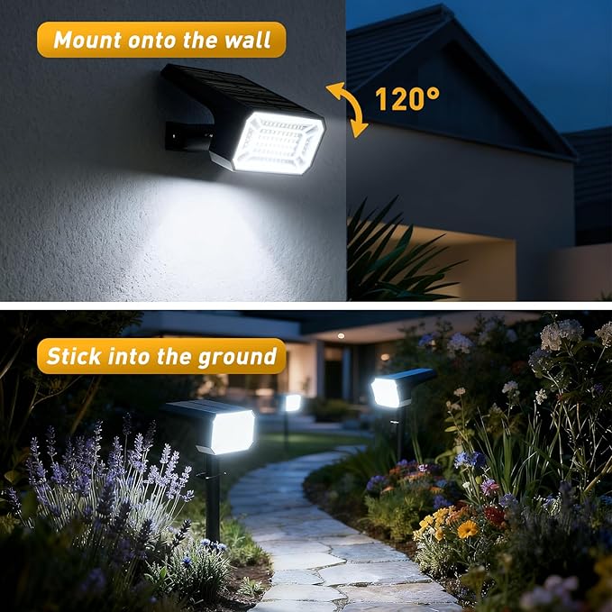 Solar Spot Lights Outdoor Waterproof IP65, [12 Pack/100 LED/4 Modes] 2-in-1 Solar Landscape Spotlights, Auto On/Off | Lumora