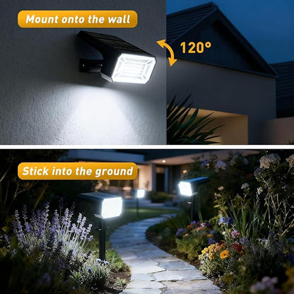 Solar Spot Lights Outdoor Waterproof IP65, [8 Pack/100 LED/4 Modes] 2-in-1 Solar Landscape Spotlights, Auto On/Off High Lumens Spot Lights for Yard Garden Pathway(Cool White)