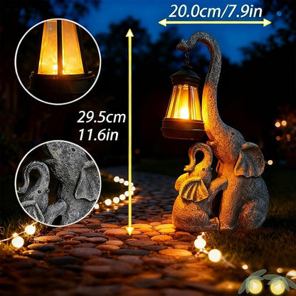 Solar Elephant Statue Light Outdoor, Garden Decor Elephant Figurine with Baby, Waterproof, Durable, Outdoor Decorations Statue for Balcony, Patio, Yard, Lawn, Pathway, Gift