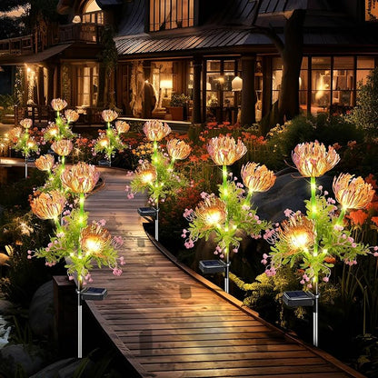 Solar Flowers Outdoor Waterproof, 6 Pack Solar Garden Lights with 18 Flowers, Enlarged Solar Panel, Perfect Gifts for Women Mom Grandma, Garden Decor for Landscape Pathway Flowerpot