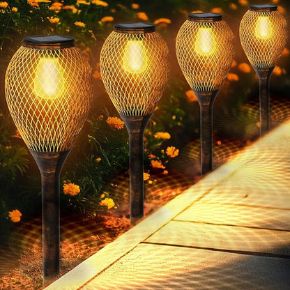 Solar Pathway Lights Outdoor, LED Solar Lights for Outside IP65 Waterproof Landscape Path Garden Decorative Lights Solar Powered Lighting for Yard Patio Walkway Driveway Decor, 4 Pack