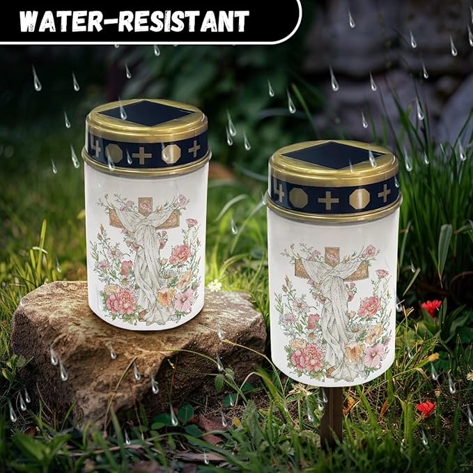 Cross Solar Pathway Lights Grave Lights for Cemetery Solar Porch Lights Outdoor Waterproof Solar Powered Flameless | Lumora