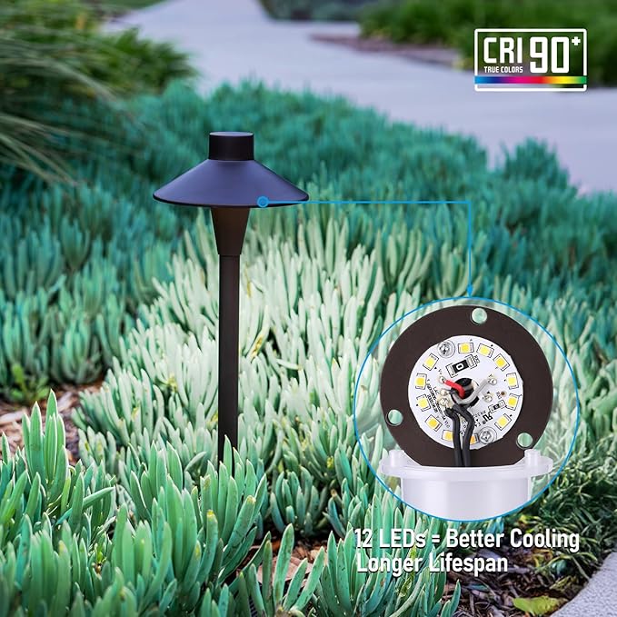 LEONLITE Update 5CCT Low Voltage Pathway Lights, 12-24V LED Landscape Path Light, 1800/2700/3000/4000/5000K, CRI90 | Lumora